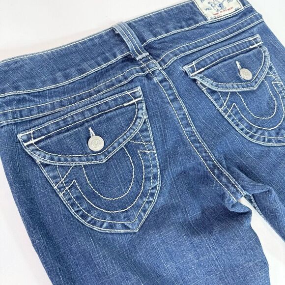 True Religion Billy Jeans Womens 29 Blue Y2k Mid Rise Dark Wash Stretchy Denim - Picture 8 of 9